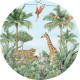 Papier peint intissé auto-adhésif rond animaux de la jungle - 70 x 70 cm