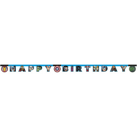 Guirlande en papier Avengers "Happy Birthday" 200cm