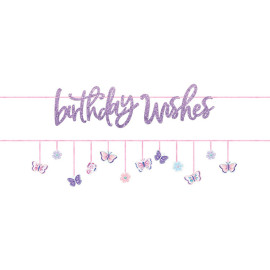 Guirlandes en papier papillon "bithday wishes" (365 cm) (x2) 
