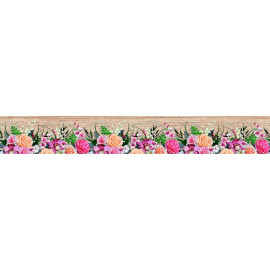 Frise auto-collante Fleurs multicolores - 1 rouleau de 14 cm x 500 cm
