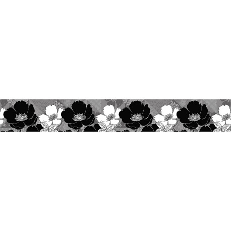 Frise auto-collante fleurs noires - 1 rouleau de 14 cm x 500 cm