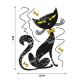Sticker Chat noir et motifs - 1 planche 42,5 x 65 cm