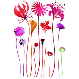 Sticker Fleurs multicolores - 1 planche 42,5 x 65 cm