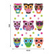Sticker Hiboux multicolores - 1 planche 42,5 x 65 cm