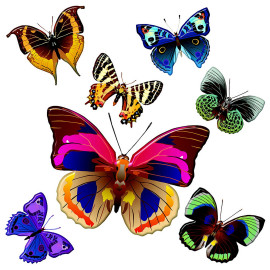 Sticker Papillons multicolore - 1 planche 30 x 30 cm