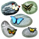 Sticker Papillons sur pierres de plage - 1 planche 30 x 30 cm