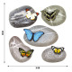 Sticker Papillons sur pierres de plage - 1 planche 30 x 30 cm