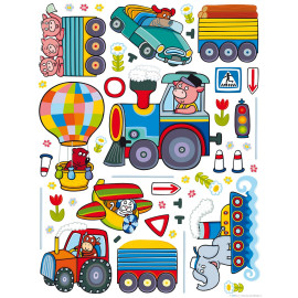 Sticker Train, tracteurs et autre engis - 1 planche 65 x 85 cm
