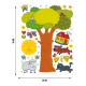 Sticker Arbre géant, chien, mouton et maison toit rouge - 1 planche 65 x 85 cm