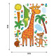 Sticker Giraphe, singe, crocodile et tortue et palmier - 1 planche 65 x 85 cm