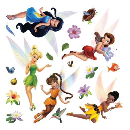 Sticker Disney Fée Clochette - 1 planche 30 x 30 cm  Découvrez les  stickers et et décalcos pour enfant sur Déco de Héros