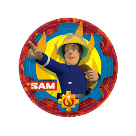 8 Assiettes en carton Sam le Pompier™ 23 cm