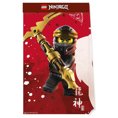 Sac de fête d''anniversaire Lego Ninjago 4 pièces
