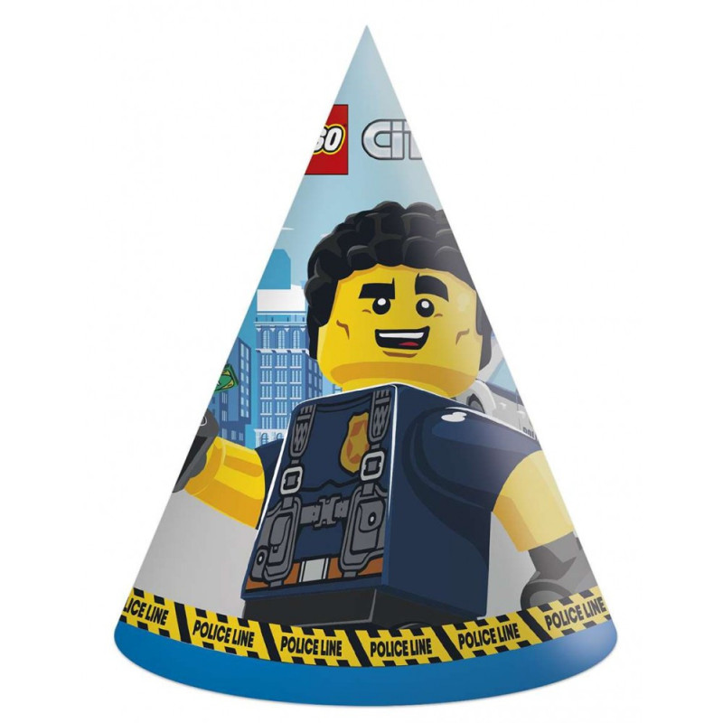 Chapeau de fête d''anniversaire Lego Ninjago 6 pièces