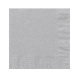 20 Petites serviettes en papier argentées 25 x 25 cm