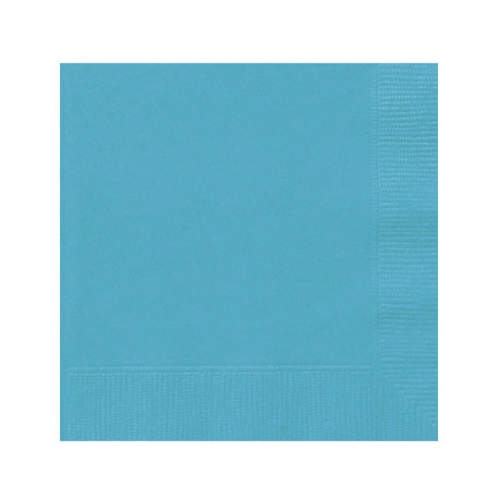 20 Petites serviettes en papier bleu caraïbe 33 x 33 cm