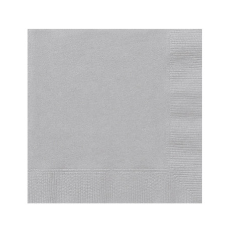 20 Petites serviettes en papier argenté 33 x 33 cm