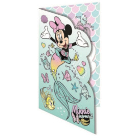 Cartes de vœux et Invitation Disney Minnie en sirène + enveloppe 