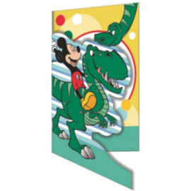  Cartes de vœux et Invitation Disney Mickey sur un dinosaure + enveloppe 