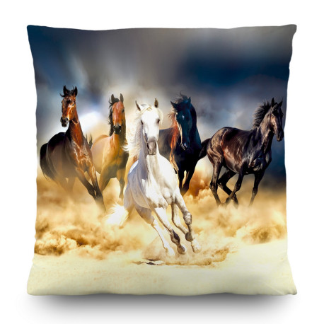 Coussin chevaux qui courent - 45 cm x 45 cm