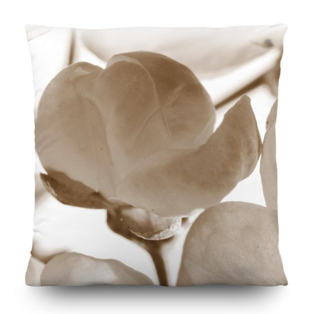 Coussin fleurs beige - 45 cm x 45 cm