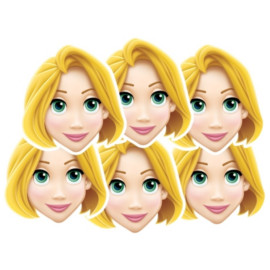 Masque en carton Paquet de 6 visage Disney princesse raiponce Paquet de 6