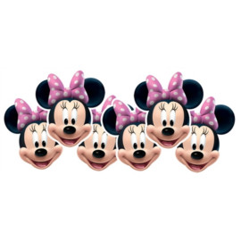 Masque en carton Pack de 6 visage Disney tête de Minnie Mouse 27 cm