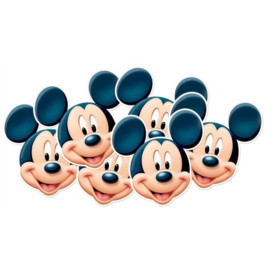 Masque en carton Pack de 6 visage Disney tête de Mickey Mouse 27 cm