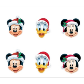 Masque en carton Pack de 6 visage Disney Mickey, Minnie et Donald Noël