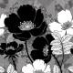 Coussin a motif a fleurs blanche et noir - 45 cm x 45 cm
