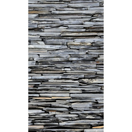 Rideau occultant effet mur de pierre gris - 140 cm x 245 cm