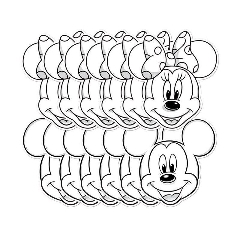 Masque en carton - Lot de 12 Masques à colorier Mickey et Minnie