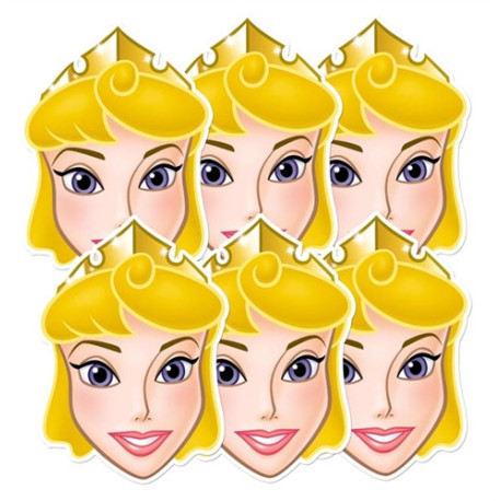 Masque en carton Paquet de 6 visages Disney Princesse Aurore La Belle au Bois Dormant 27 cm