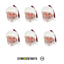 Masque en carton Paquet de 6 visages Père Noël