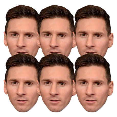 Masque en carton Paquet de 6 visages Footballeur Lionel Messi