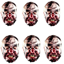 Masque en carton Paquet de 6 visages Halloween Zombie