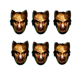 Masque en carton Paquet de 6 visages Halloween Loup Garou