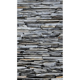 Voilage effet mur de pierre gris - 1 pièce - L 140 cm x H 245 cm