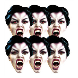 Masque en carton Paquet de 6 visages Halloween Vampire