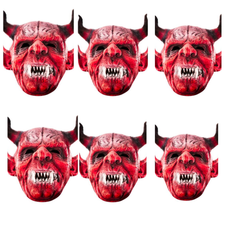 Masque en carton Paquet de 6 visages Halloween Diable