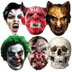 Masque en carton Paquet de 6 visages Fête d'Halloween Clown, Crâne, Vampire, Loup Garou, Zombie et Diable