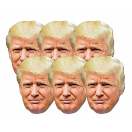 Masque en carton Paquet de 6 visages Donald Trump