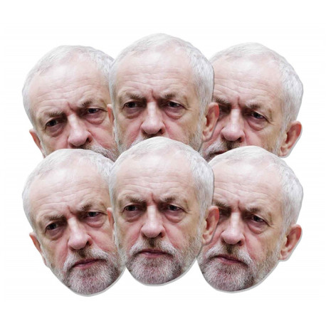 Masque en carton Paquet de 6 visages Jeremy Corbyn