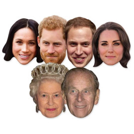 Masque en carton Paquet de 6 visages Famille Royale - Couples Famille Royale
