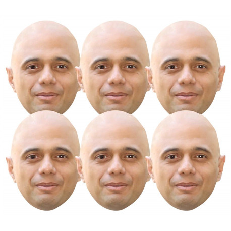 Masque en carton Paquet de 6 visages Sajid Javid