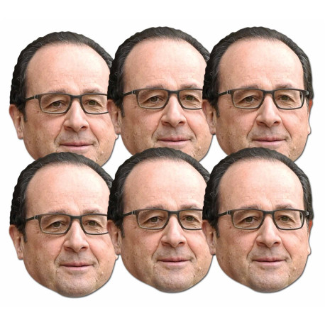 Masque en carton Paquet de 6 visages François Hollande