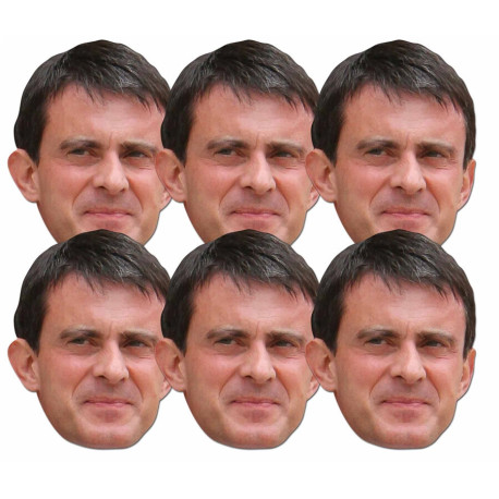 Masque en carton Paquet de 6 visages Manuel Valls