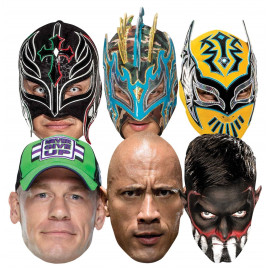 Lot de 6 Masques en carton Catcheurs WWE 