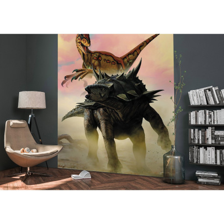Poster géant intissé Gastonia dinosaure poursuivi - 200 x 130 cm