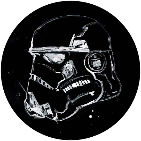 Poster autocollant forme ronde Star Wars Stormtrooper sur fond noir - 125 cm